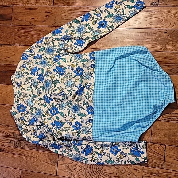 Lands End - NWOT - Floral & Gingham One Piece Swimsuit Rash Guard - 20W - Picture 6 of 7